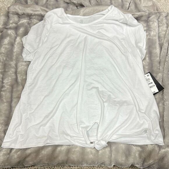 ID Ideology Women S Knot Front T-Shirt White Size S - Picture 2 of 3